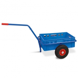 Handwagen mit E2 Kunststoffkasten, H 200 mm, blau, LxBxH 1250x640x660 mm, Tragkraft 200 kg