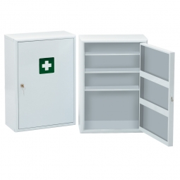 Verbandschrank aus Stahlblech, ohne Inhalt, BxTxH 400x200x580 mm, weiß