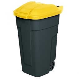 Fahrbare Tonne - 100 Liter, BxTxH 510x550x850 mm, anthrazit/gelb