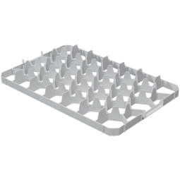 Fachwerkeinsatz für Gläserkästen, oben, lichtes Fachmaß 77x77 mm, 33 Gläser, PP, grau