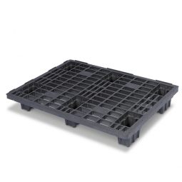 Leichtpalette im halben Euromaß, LxBxH 800x600x130 mm, 6 Füsse, Deckfläche durchbrochen, schwarz