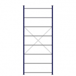 Fachbodenregal mit 8 Böden, Stecksystem, Grundregal, doppelseitige Ausführung, BxTxH 1270x630x3000 mm, Oberfläche kunststoffbeschichtet