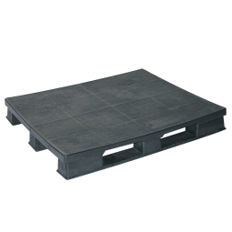 Kunststoffpalette im Euromaß mit 3 Kufen, LxBxH 1200x1000x150 mm, geschlossene Deckfläche, schwarz