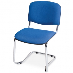 Schwingstuhl, Gestell hochglanzverchromt, Polster blau, stapelbar, belastbar bis 110 kg
