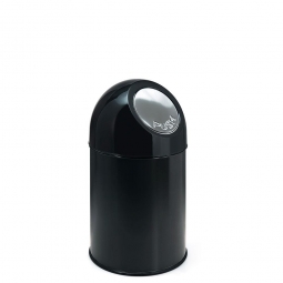Push-Abfallbehälter mit Innenbehälter, schwarz, Inhalt 30 Liter, HxØ 540x310 mm, Stahlblech