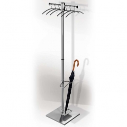 Edelstahl-Garderobe mit 6 Kleiderbügel, BxTxH 510x460x1680 mm, Edelstahl