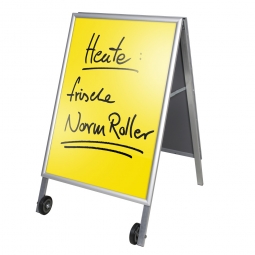 Plakatständer Classic, Format DIN A1, auf Rollen, Ideal für Plakate, Alu-silberfarbig