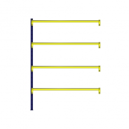 Weitspann-Steck-Anbauregal, mit 4 Stahlblechebenen, HxBxT 2500x1840x605 mm, mit Stahlpaneelen B: 100 mm