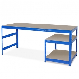 Arbeitstisch mit Unterbau, BxTxH 1800x600x900 mm, Unterbau BxTxH 600x600x515 mm, Tragkraft je Boden 100/250 kg