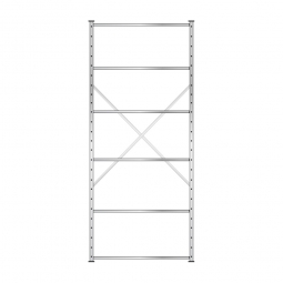 Fachbodenregal Flex mit 6 Fachböden, Stecksystem, glanzverzinkt, BxTxH 1270x315x3000 mm, Tragkraft 175 kg/Boden