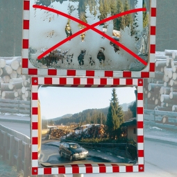 Verkehrsspiegel, BxH 800x600 mm, Eisfrei, für Innen und außen, max. Beobachterabstand 10 m, Gewicht 25 kg