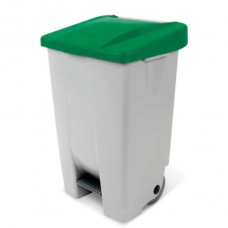 Tret-Abfallbehälter mit Rollen, PP, BxTxH 490x420x740 mm, 80 Liter, grau/grün