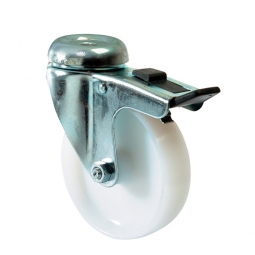 Schwere Apparate-Lenkrolle mit Feststellbremse, Rad-ØxB 80x22 mm, Tragkraft 50 kg, weiß