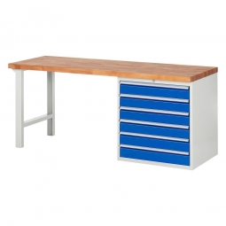Werkbank BxTxH 2000x700x840 mm, 6 XL Schubladen