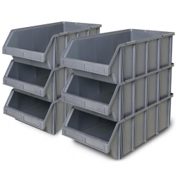 6x Sichtbox CLASSIC FB 0, LxBxH 700/580x437x300 mm, Gewicht 2,9 kg, 76 Liter, grau