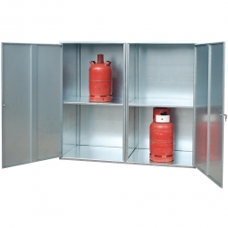 Gasflaschen-Schrank, geschlossene Ausführung, LxBxH 1680x690x1475 mm, für 20 Gasflaschen á 11 kg