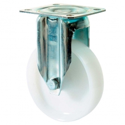 Schwere Apparate-Bockrolle, Rad-ØxB 100x27 mm, Tragkraft 60 kg, weiß