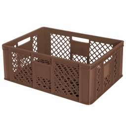 Durchbrochener Eurobehälter mit 4 Durchfassgriffen, LxBxH 600x400x240 mm, 43 Liter, braun