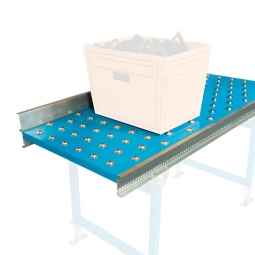 Kugelrollen-Tisch, Kugel-Ø 15 mm, Kugelabstand 75 mm, Bahnbreite 600 mm, Rollenbahnlänge 500 mm