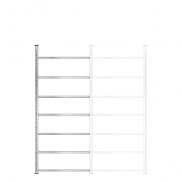 Ordner-Anbauregal, Schraubsystem, glanzverzinkt, 7 Böden, BxTxH 1000x300x2550 mm