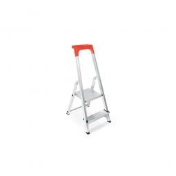 Alu-Stufenleiter mit 2 Stufen, obere Ablage mit Eimerhaken, max. erreichbare Arbeitshöhe 2346 mm