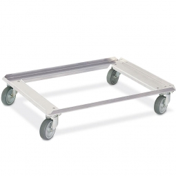 Edelstahl-Transportroller für 800x600 mm Behälter, 100 mm Gummi-Rad, Deck offen, Tragkraft 250 kg