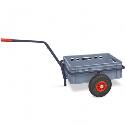Handwagen anthrazit mit E2 Kunststoffkasten grau, H 200 mm - LxBxH 1250x640x660 mm, Tragkraft 200 kg