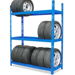 Reifenregal mit 3 Regalebenen, Stecksystem, BxTxH 1300x500x1970 mm, geeignet für Reifen bis Ø 680 mm