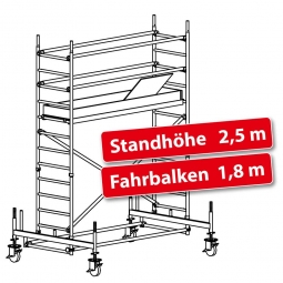 Fahrgerüst Plettac Alu Star 80 mit Fahrbalken, Arbeitshöhe 4,5 m, Gerüsthöhe 3,75 m, Standhöhe 2,5 m