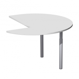 Anbautisch ELEGANCE, Dreiviertelkreis links, Dekor Lichtgrau, Gestell Silber, ØxH 1200x680-820 mm