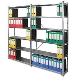 Fachbodenregal mit 12 Böden, Stecksystem, Komplettregal, einseitige Ausführung, BxTxH 2105x315x2000 mm, Oberfläche glanzverzinkt