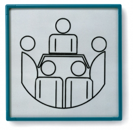 Türschild "Rom", wasserblau RAL 5021, 155x155 mm