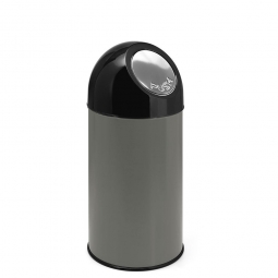 Push-Abfallbehälter, Inhalt 40 Liter, grau, HxØ 670x310 mm, Stahlblech, Einwurföffnung Ø 160 mm