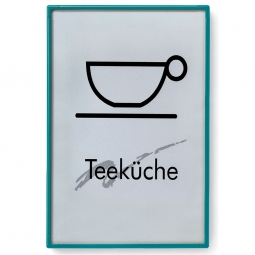 Türschild "Rom", wasserblau RAL 5021, 215x300 mm, DIN A4
