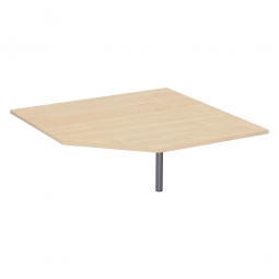 Verkettungsplatte ELEGANCE Fünfeck mit Stützfuß, Dekor Ahorn, Gestell Silber, BxTxH 1225x1225x680-820 mm