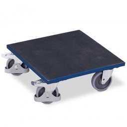 Transportroller, LxBxH 500x500x175 mm, Riefengummi, 400 kg Tragkraft, 4 Lenkrollen, 2 Feststellbremsen