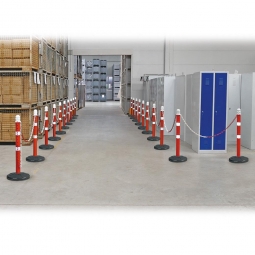 Ketten- / Warnständer Komplett-Set mit 20 Kettenständern, 38 m Kette, Rohr Ø 70 mm, Höhe 1000 mm, Standfuß aus Vollgummi