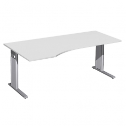 Schreibtisch PREMIUM höhenverstellbar, links, Lichtgrau/Silber, BxTxH 1800x800/1000x680-820 mm