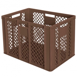 Durchbrochener Eurobehälter mit 4 Durchfassgriffen, LxBxH 600x400x410 mm, 83 Liter, braun