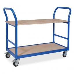 Tischwagen, LxBxH 1130x500x890 mm, 4 Lenkrollen, 2 mit Feststellbremse, blau RAL 5010
