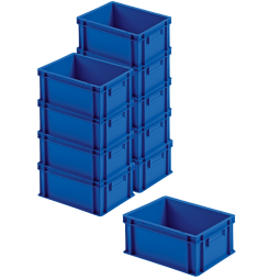 10x Euro-Stapelbehälter mit 2 Griffleisten, LxBxH 400x300x175 mm, blau