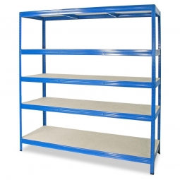 Großfachregal mit 5 Ebenen, Stecksystem, BxTxH 1800x600x1800 mm, kunststoffbeschichtet blau, Tragkraft 350 kg je Boden
