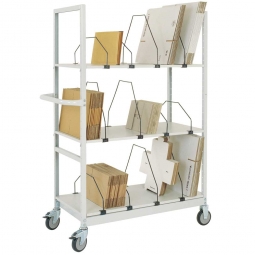 Kartonagen-Wagen, 3 Ladeflächen mit Bügel, BxTxH 1000x500x1650 mm, lichtgrau