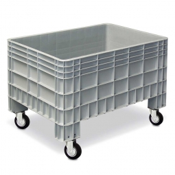 Palettenbox mit Außenrippen und 4 Rollen, Außenmaße LxBxH 1170x800x800 mm, grau