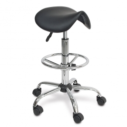 Sattelsitz-Hocker, schwarz, extra hoch - bis 850 mm, höhenverstellbarer Fußring