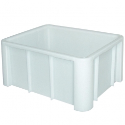 Lebensmittel-Großbehälter, LxBxH 800x600x405 mm, weiß, Boden und Wände geschlossen, glatter Unterboden