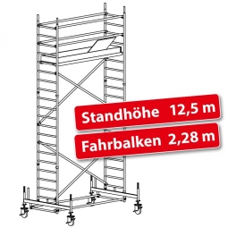 Fahrgerüst Plettac Alu Star 80 mit Fahrbalken, Arbeitshöhe 14 m, Gerüsthöhe 13,25 m, Standhöhe 12 m