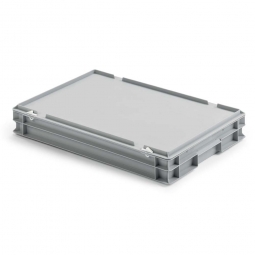 Euro-Deckelbehälter aus PP, LxBxH 600x400x85 mm, grau