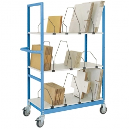Kartonagen-Wagen, 3 Ladeflächen mit Bügel, BxTxH 1000x500x1650 mm, lichtblau