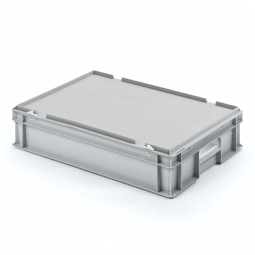 Euro-Deckelbehälter aus PP, LxBxH 600x400x130 mm, grau